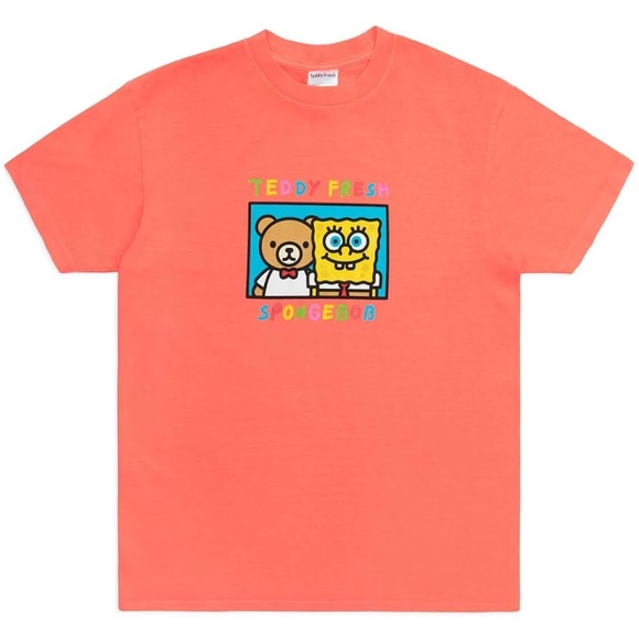 Teddy Fresh SpongeBob Coral Red T-Shirt Large - Picture 1 of 6
